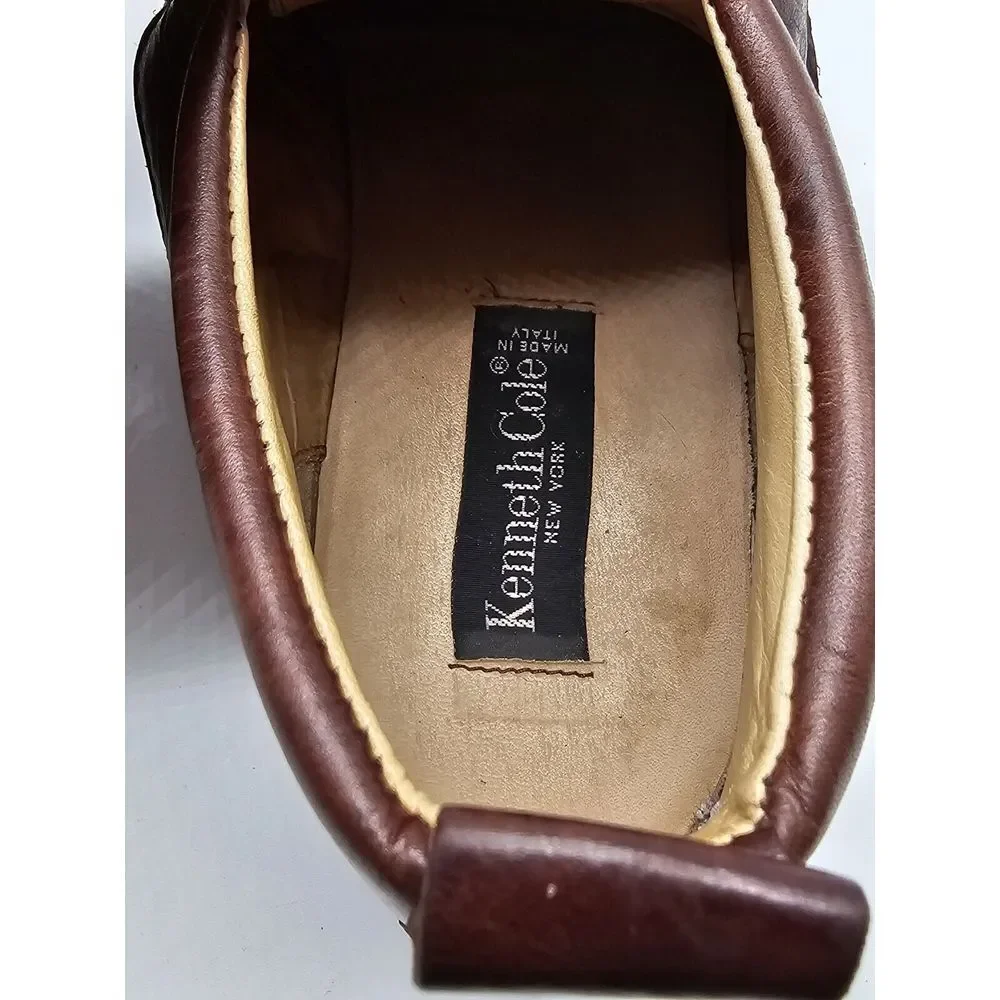 Vintage Kenneth Cole New York Made In Italy Brown Leather Ankle Boots 10 Lace Up